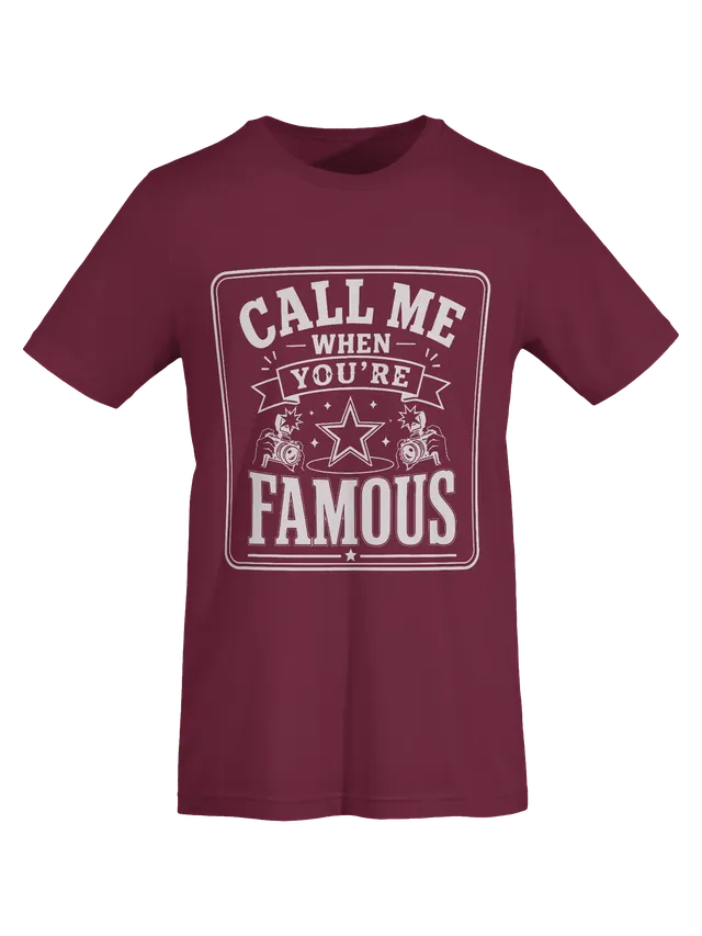 Call Me When You're Famous tee in black with a spotlit star and two paparazzi cameras, by LOLsies