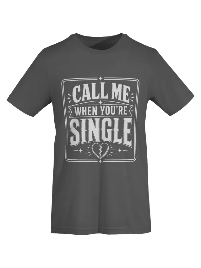 Call Me When You're Single tee in black with bold vintage lettering over a broken heart, by LOLsies