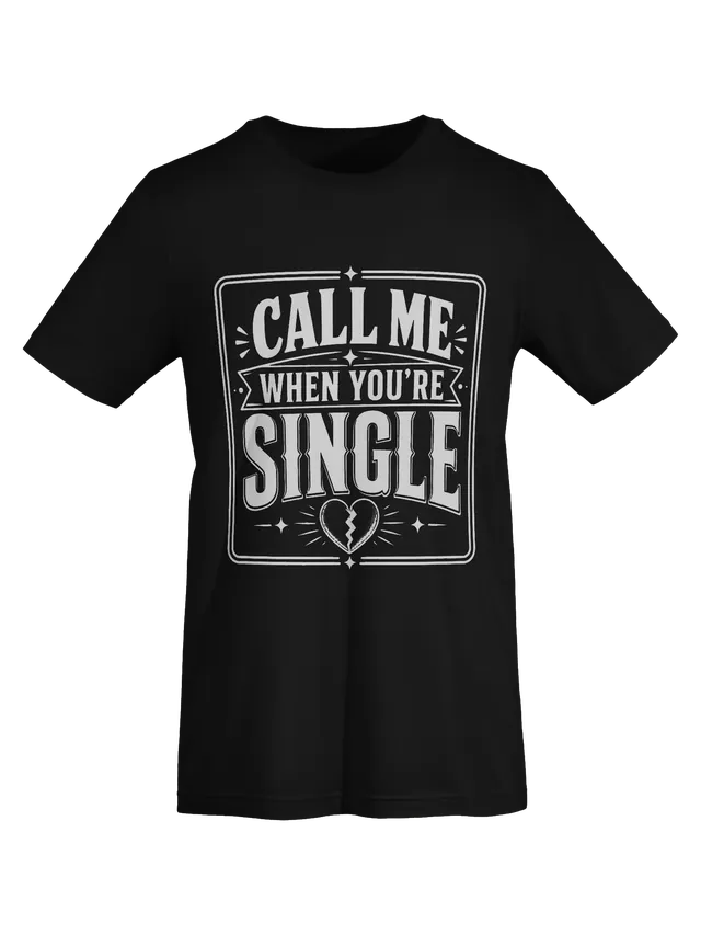 Call Me When You're Single tee in black with bold vintage lettering over a broken heart, by LOLsies