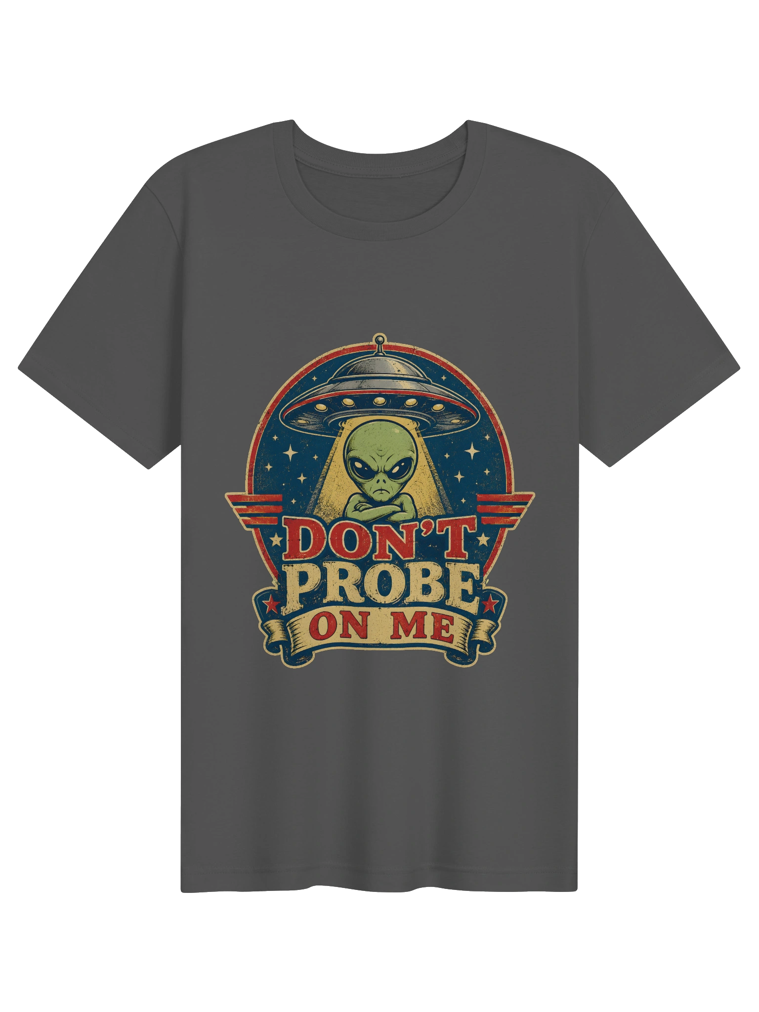 Don't Probe On Me Retro Badge asphalt preview