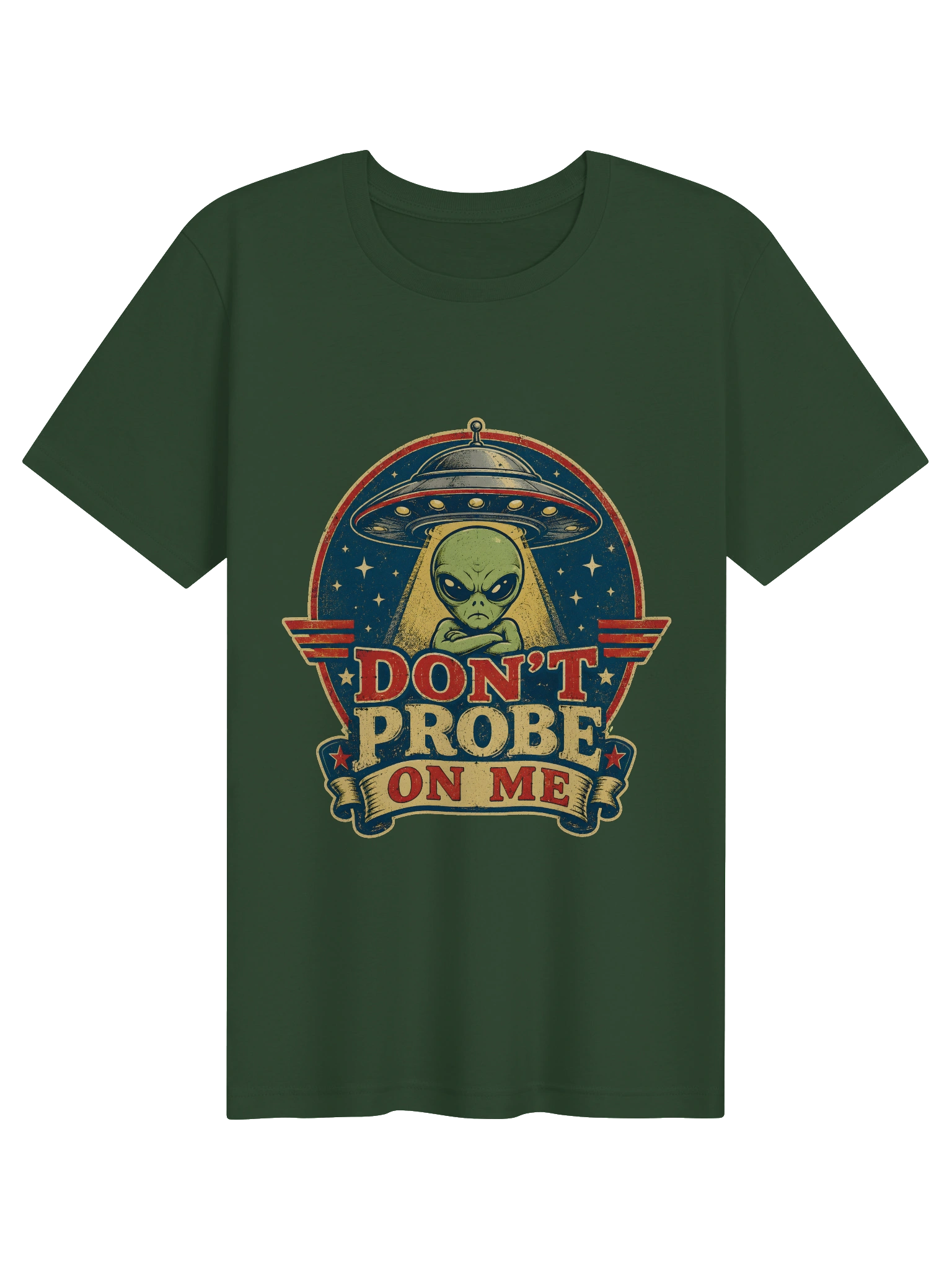 Don't Probe On Me Retro Badge T-Shirt preview from Lolsies