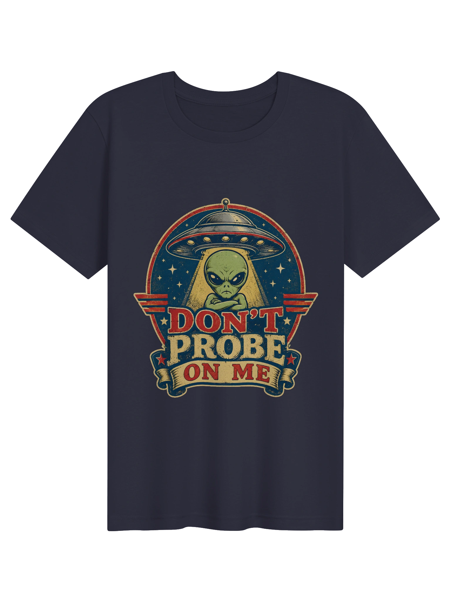 Don't Probe On Me Retro Badge navy preview
