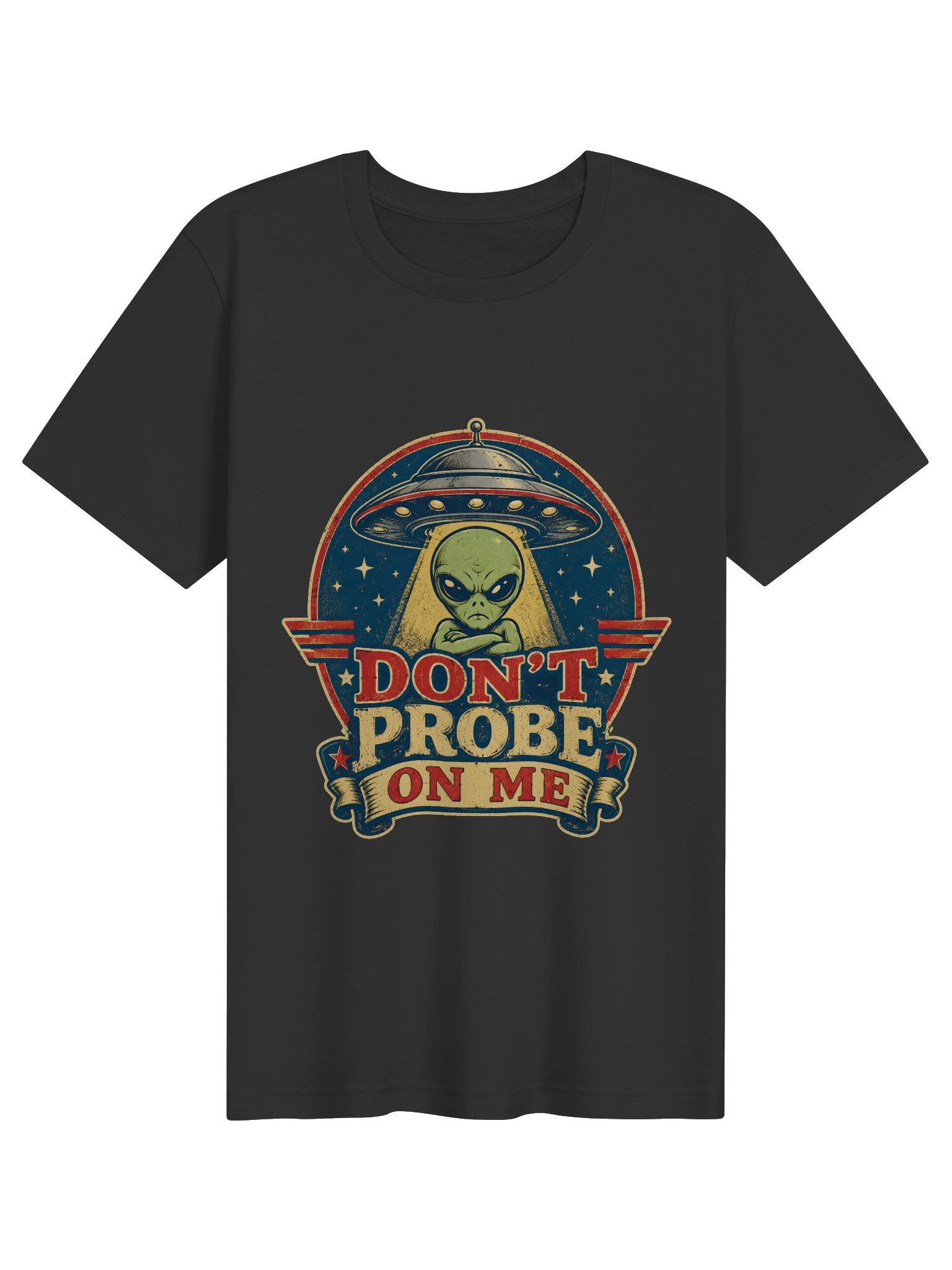 Don't Probe On Me Retro Badge vintage black preview
