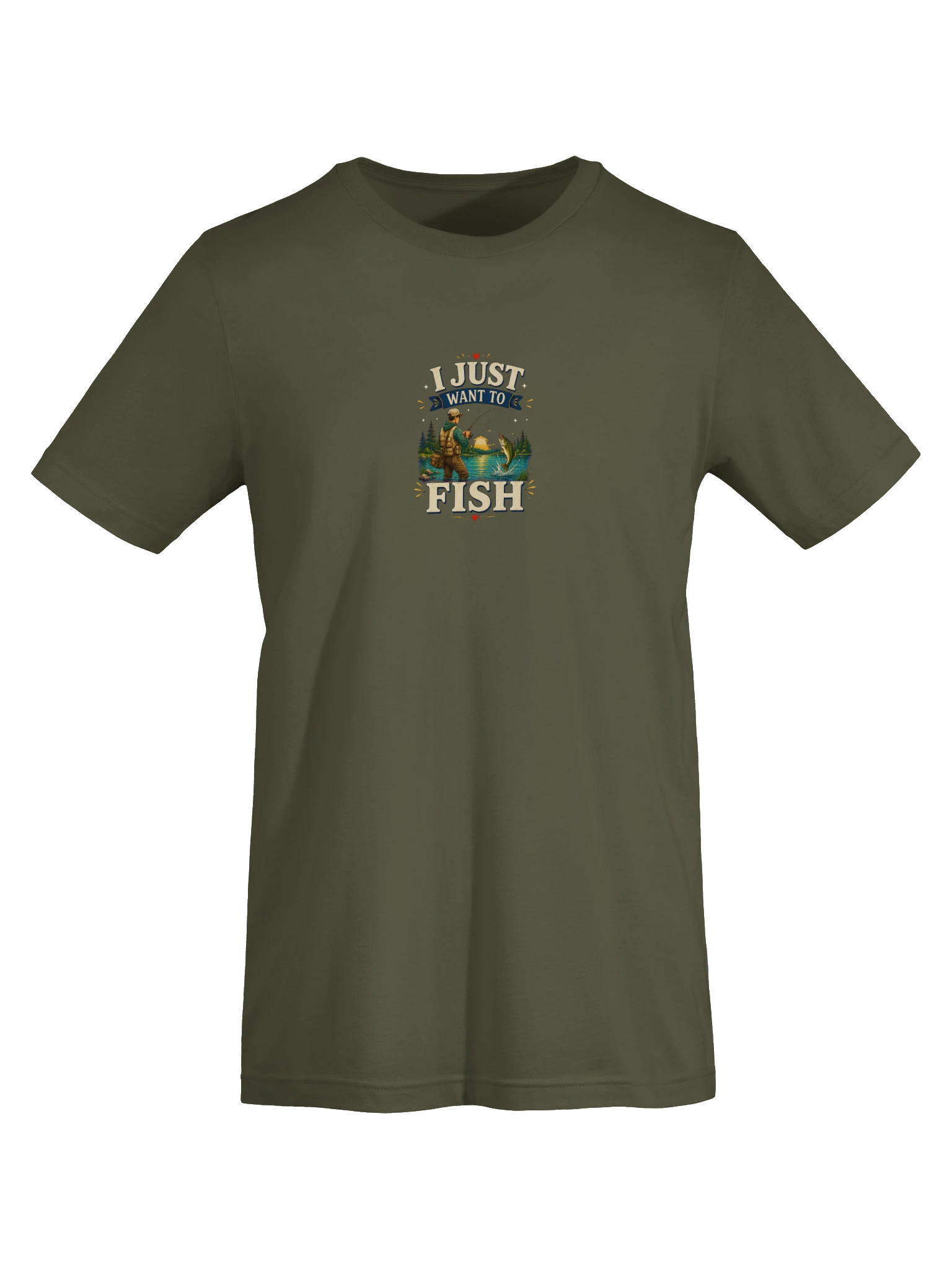 I Just Want To Fish military green preview