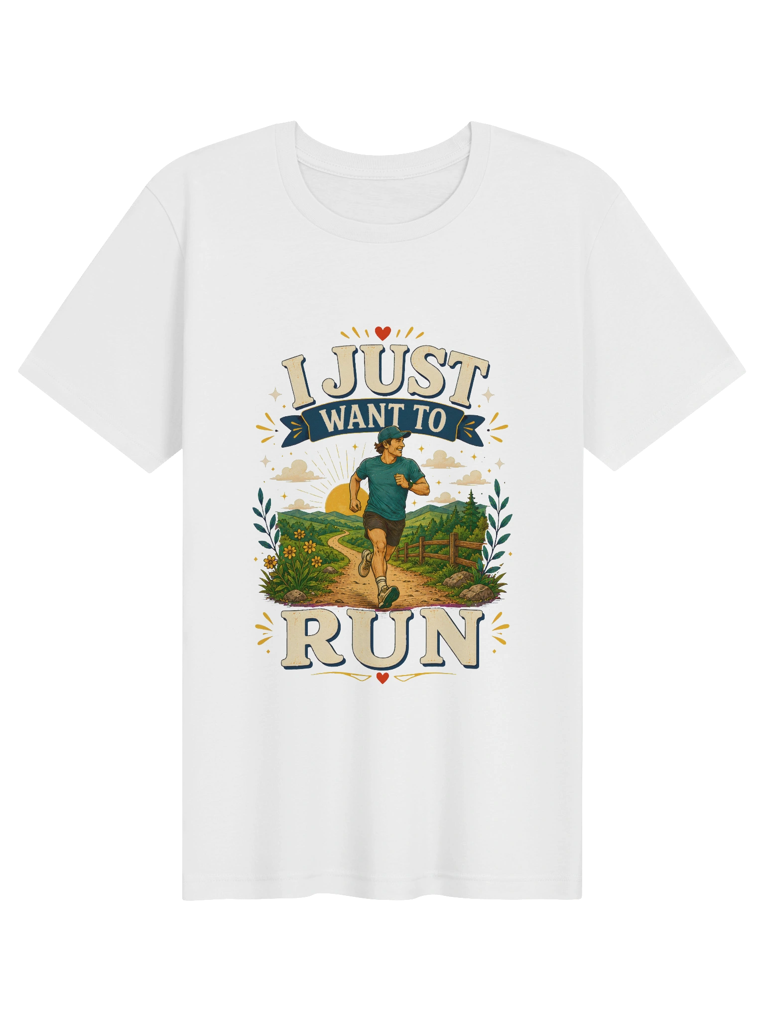 I Just Want To Run shown on a White Tee by LOLsies