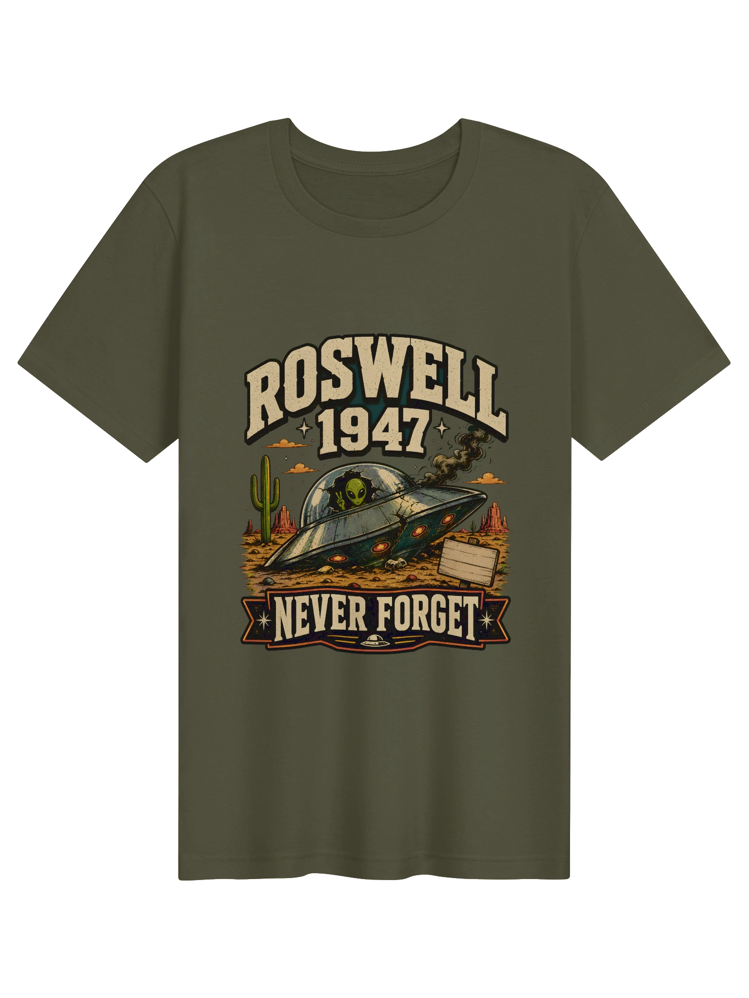 Roswell 1947 Never Forget military green preview