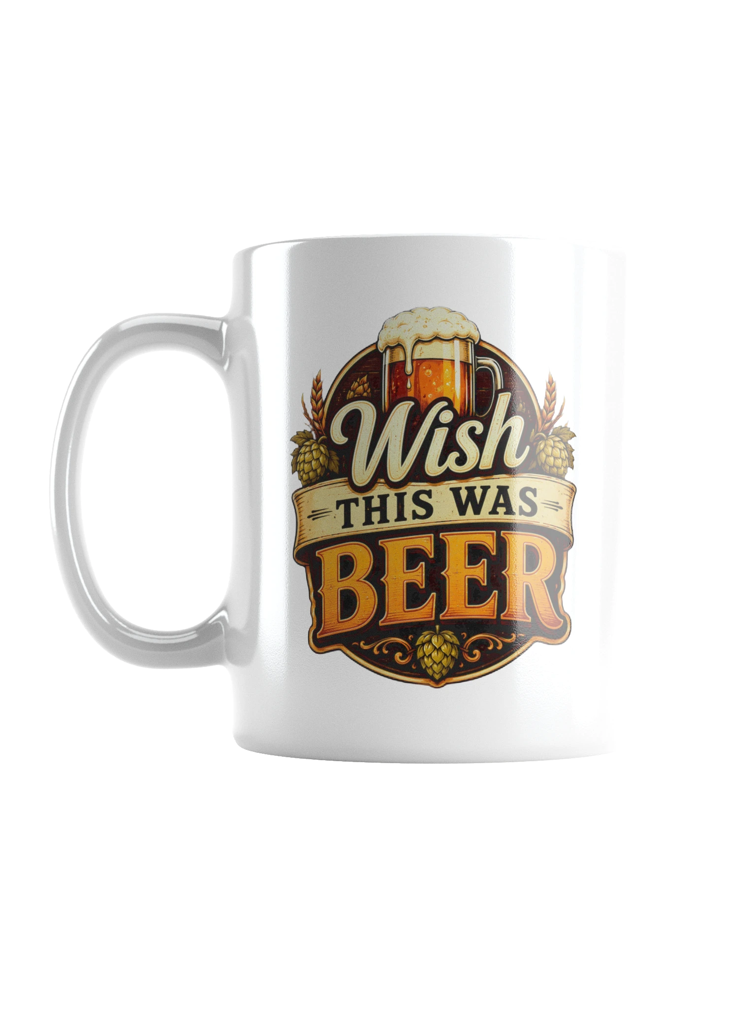 Wish This Was Beer Vintage Badge Mug preview from Lolsies